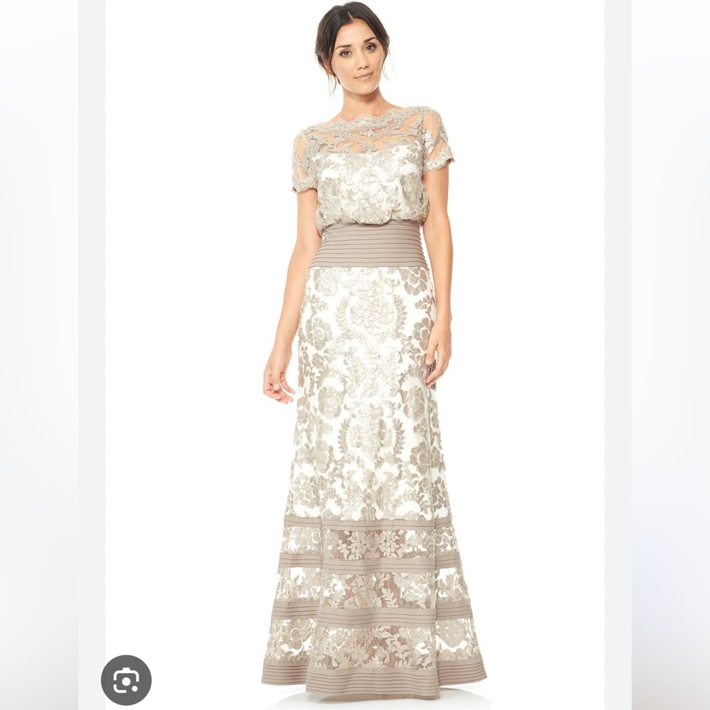 Tadashi Shoji Sequin Embroidered Lace Gown